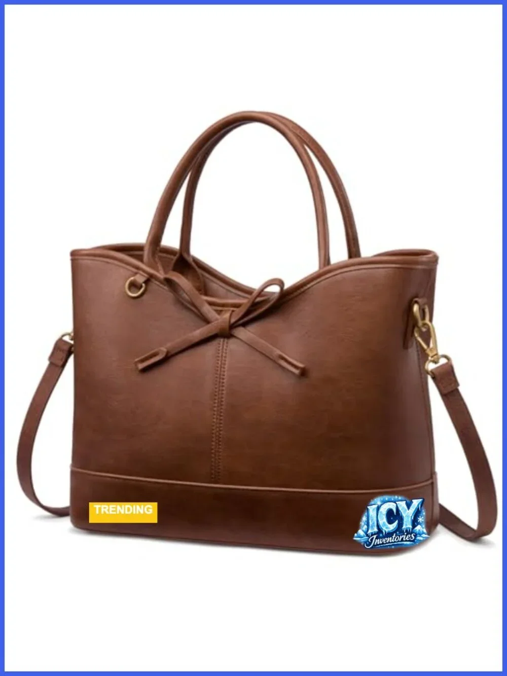 Vegan Leather Bow Tote Satchel Purse Women Shoulder Bag Work Travel